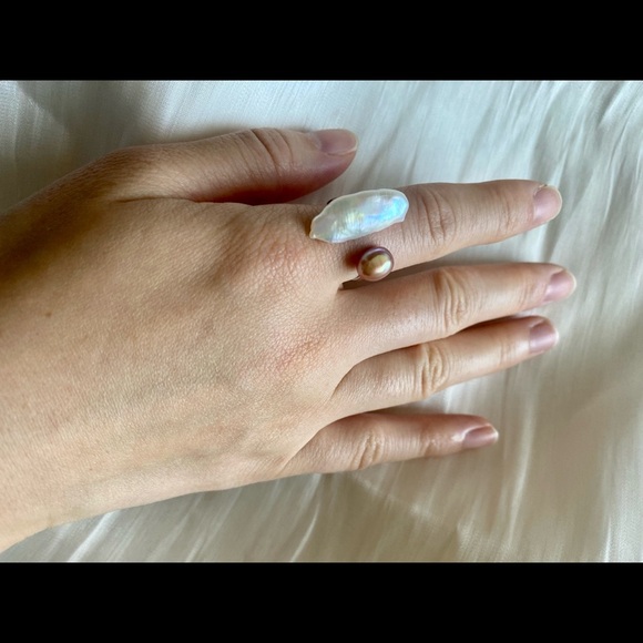 AAAA double pearl ring top quality keshi - Picture 8 of 17